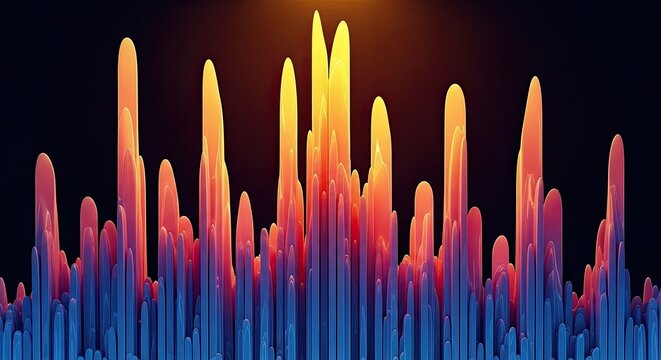 Vibrant sound wave background with glowing peaks and gradient colors