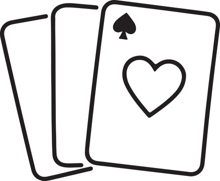 Minimal line playing card icon vector isolated on white background. Simple casino game symbol.