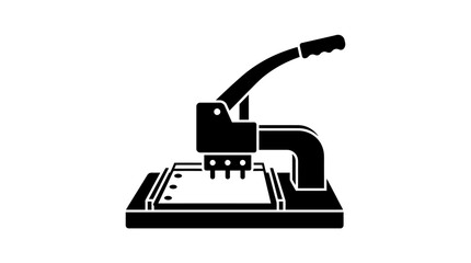 Fototapeta premium Silhouette of a Heavy Duty Hole Punching Machine on White.