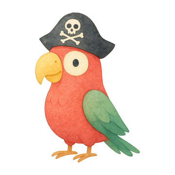 PNG Whimsical pirate parrot illustration.