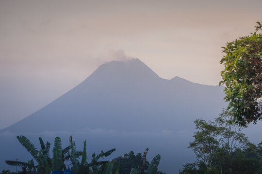 Beautiful Sunset over Merapi Volcano, Java, Indonesia