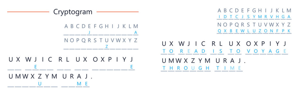 Cryptogram puzzle with letter substitutions and hidden message  