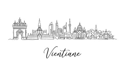 Obraz premium Stylish Black and White Line Drawing of Modern and Traditional Asian Architectural Landmarks