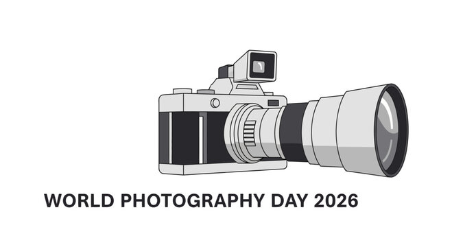 World Photography Day 2026 Celebration Design with Professional Camera Illustration