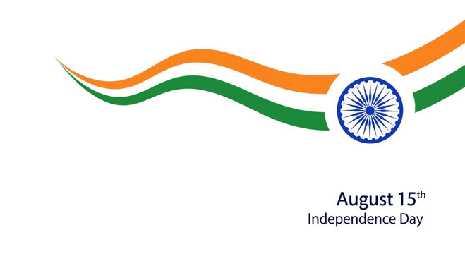 Indian Independence Day Abstract Wave Design with Ashoka Chakra