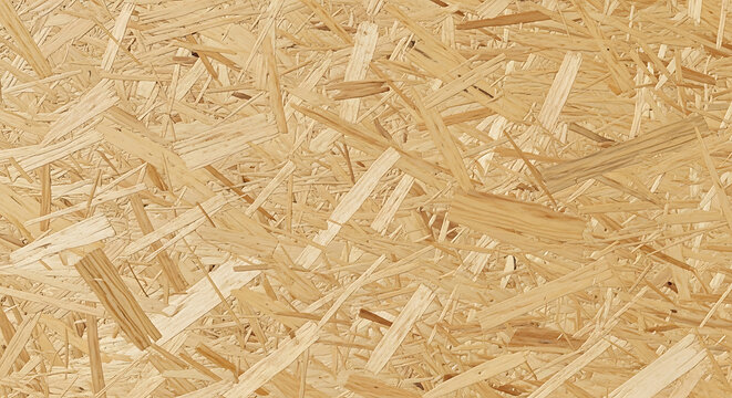 Detailed Texture of Oriented Strand Board OSB Wood Panel with Compressed Timber Flakes for Construction and Architectural Background