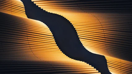Abstract Architectural details wooden wave texture Futuristic Curve pattern dramatic shade lighting  © VTT Studio