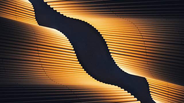 Abstract Architectural details wooden wave texture Futuristic Curve pattern dramatic shade lighting 