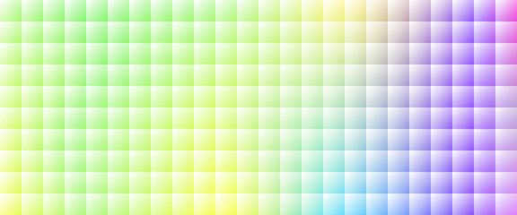 Block neon iridescent glass tile texture for pitch presentation and digital banner. Rainbow mint lime gradient tile in neon ombre blur. Vector pearlescent colorful block bg for poster on landing page. © Syuzann q