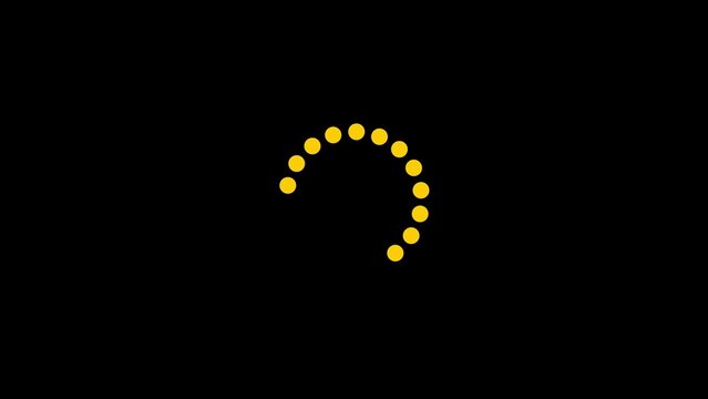 Yellow dotted loading circle icon on black background
