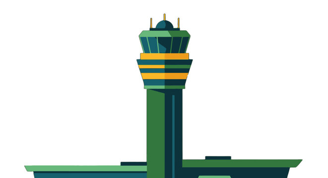 Modern Air Traffic Control Tower Illustration Vector Design.
