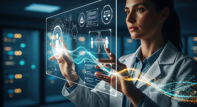 Healthcare Professional Ensuring HIPAA Compliance and Patient Privacy through Advanced Digital Data Security and Protected Health Information