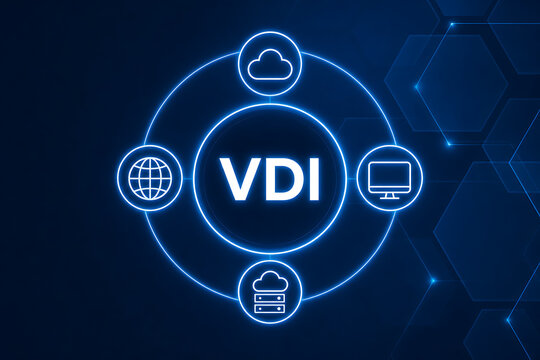 VDI  virtual desktop infrastructure concept, software that provides and manages virtual desktops hosted on premises or in the cloud