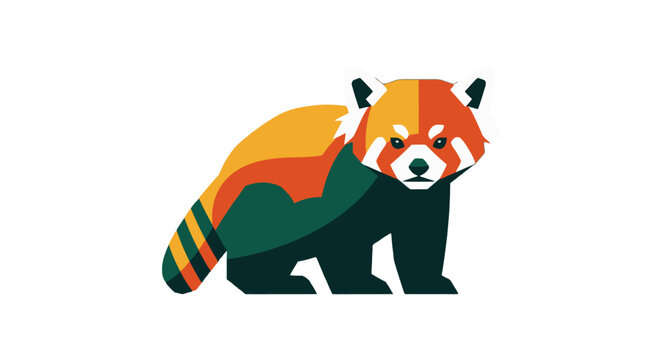 Colorful Illustrated Red Panda with Vibrant Fur Patterns.