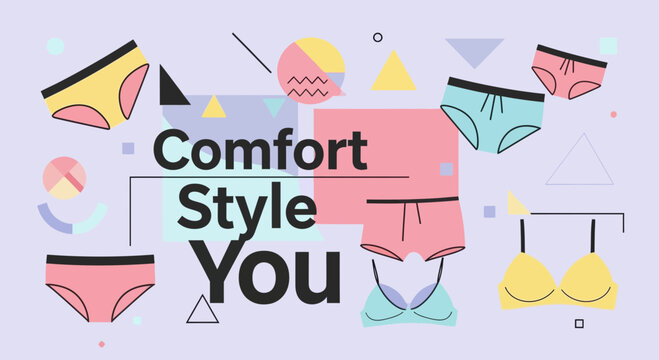 Comfort Style You Concept with Underwear Icons and Geometric Shapes