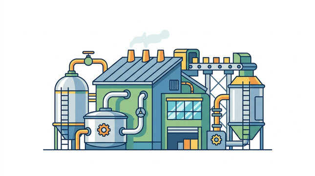 Industrial factory with pipes.