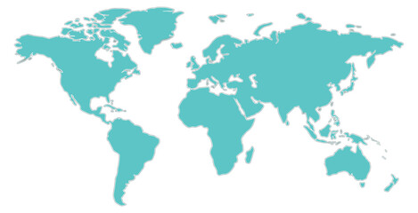 Naklejka premium Global network world map, flat geography vector chart with communication points and connections on transparent background