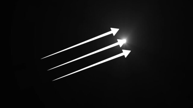 Business growth arrow and light concept animation. Up arrow animation on black background.4k motion graphics video