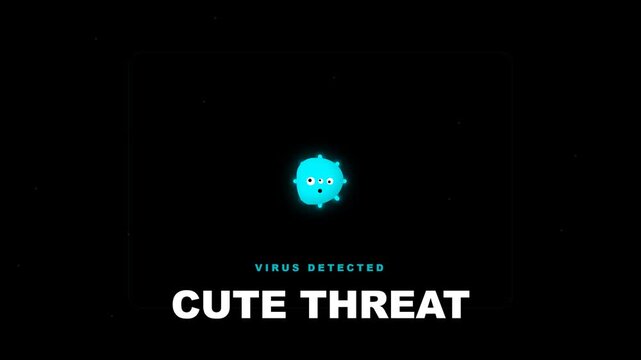 Cute Virus Character with "Virus Detected" Message, Digital Art