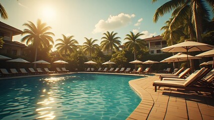 Obraz na płótnie Canvas swimming pool in a tropical resort.