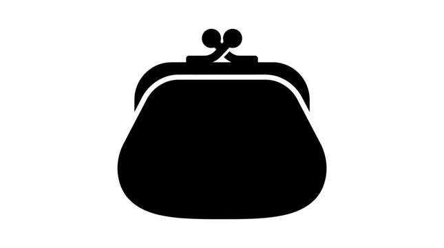 Black purse icon isolated on white background for financial concepts