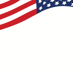 USA Flag Wave Background Template with Elegant Curved Corner Design for 4th of July Independence Day, Memorial Day, Veterans Day, and Patriotic National Celebration Events. © AZ Ulin 