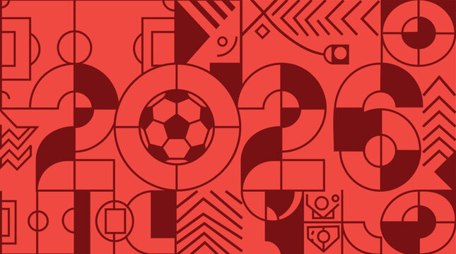 Football 2026 pattern with soccer ball and player silhouettes