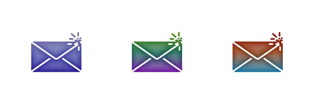 Colorful mail envelope icons with sparkle effect