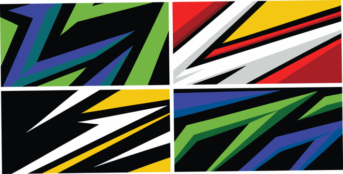 Dynamic abstract geometric shapes pattern in multiple vibrant colors on black background