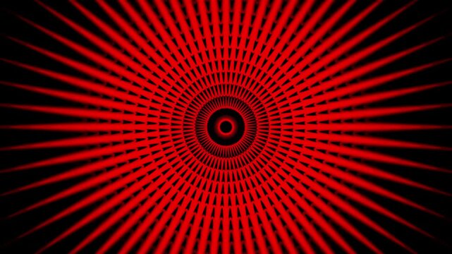 Hypnotic Red Radial Burst Video Animation with Concentric Circles Effect