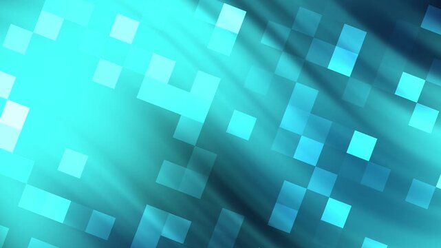 dark blue and cyan gradient background pixelated digital art with bright glowing squares, modern pattern design suitable for backgrounds, web designs, and digital art projects.