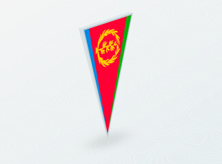 Obraz premium 3D Flag of Eritrea in Triangular Pin Shape on Abstract Background