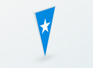 Obraz premium 3D Flag of Somalia in Triangular Pin Shape on Abstract Background