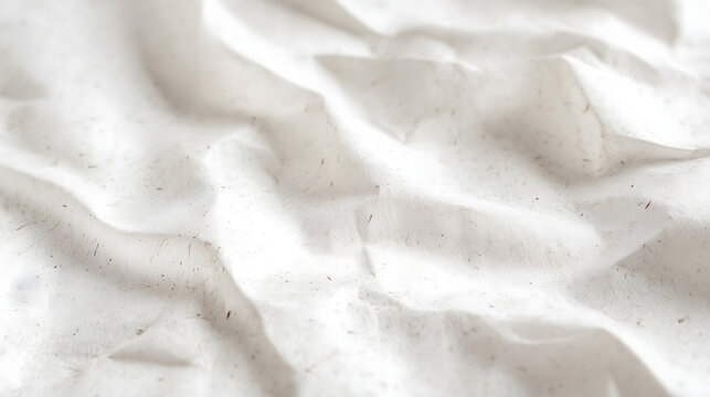 Close-up of crumpled white fabric texture.