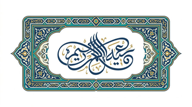 Islamic calligraphy art Eid Al Adha greeting in Arabic script.