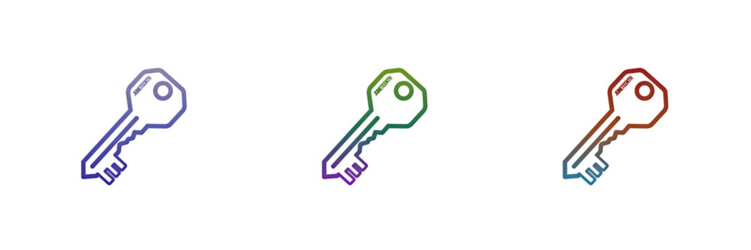 Three colorful juneteenth keys with gradient outline style