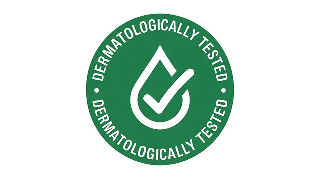 Dermatologically tested, green seal, skin care, cosmetic logo, approval mark