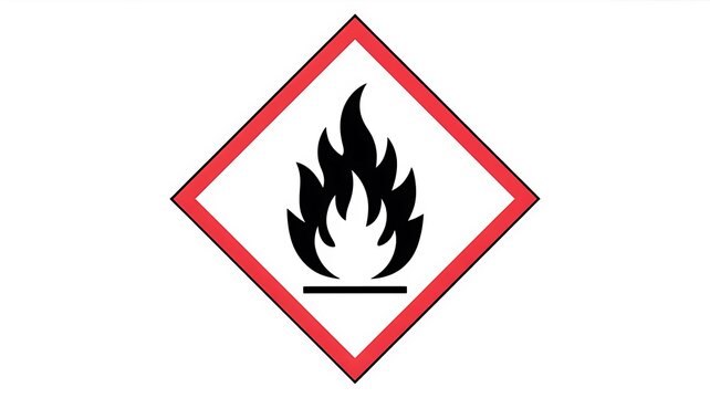 Flammable Liquid Sign, Warning Label, Hazard Symbol, Red Caution Icon