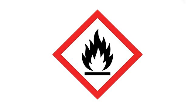 Flammable, warning sign, hazard symbol, fire icon, safety label