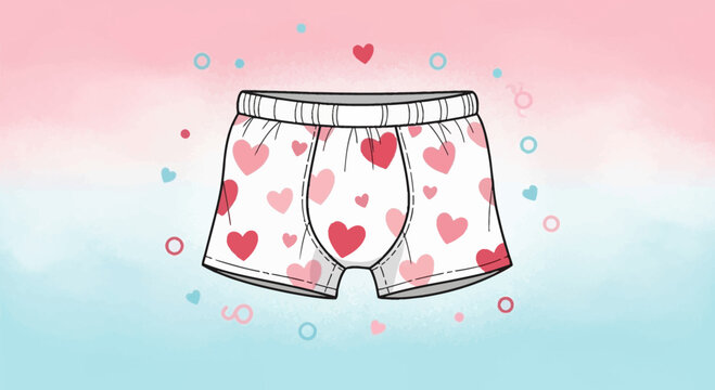 Mens Boxer Briefs with Heart Pattern for Valentines Day