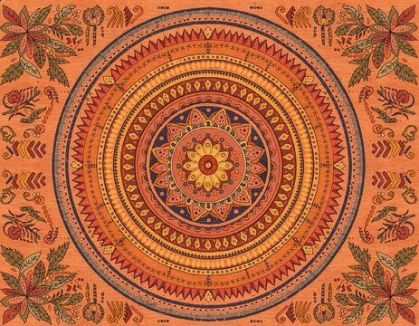 Traditional Mexican mandala pattern background