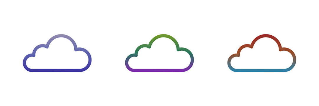 Three colorful gradient cloud icons with outline style
