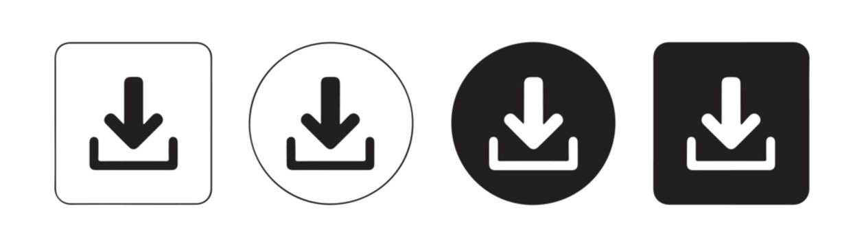 Download icons set with square and round frames isolated on transparent background for web or mobile interface.