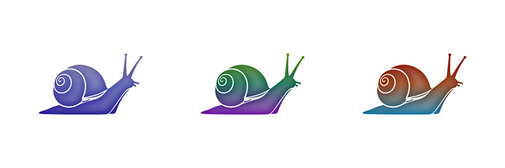 Three colorful snail icons with gradient design © MDBodrul