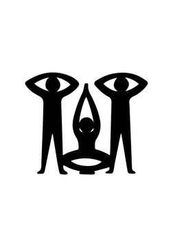 People in standing pose, yoga, poster