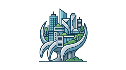 Obraz premium Modern Cityscape Protected by Caring Hands.
