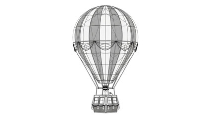 2D CAD Vector illustration of a hot air balloon soaring high © Stock Image Paradise