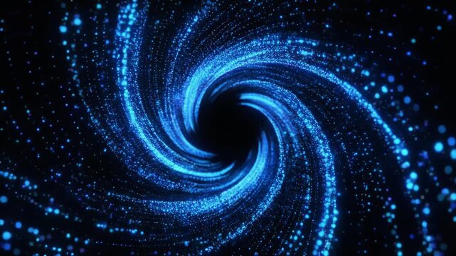 青の粒子が渦巻く未来背景動画