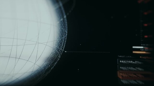 Heads-up display showing a hologram-style globe, a Target Lock and navigational sectors