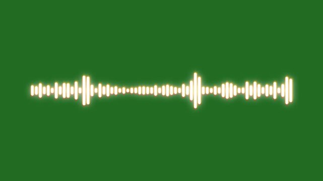 White green audio waveform spectrum animation, abstract sound visualizer equalizer lines, audio sound wave spectrum concept, podcast intro on green background, 4k loop animation
